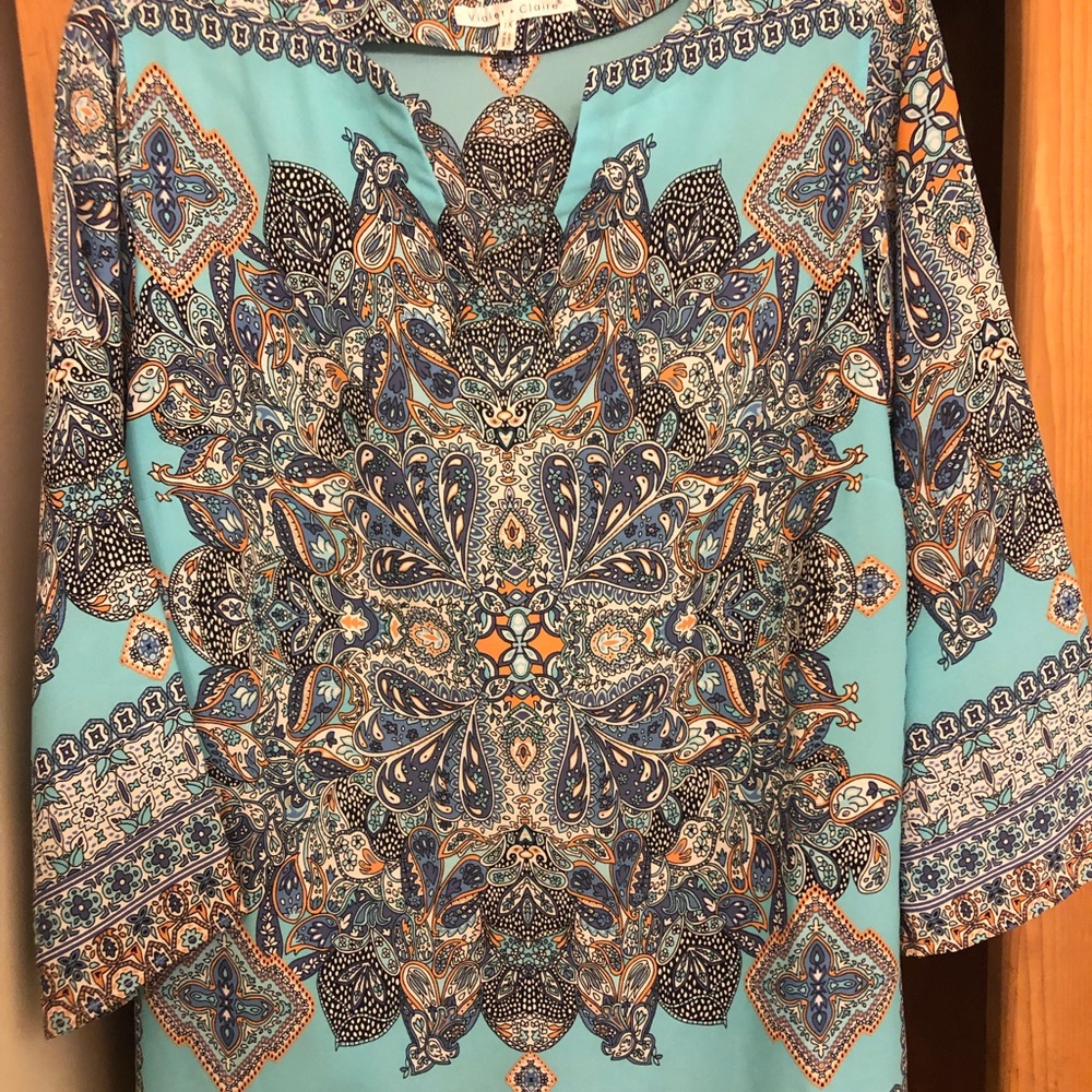 Elegant Aqua Tapestry Tunic